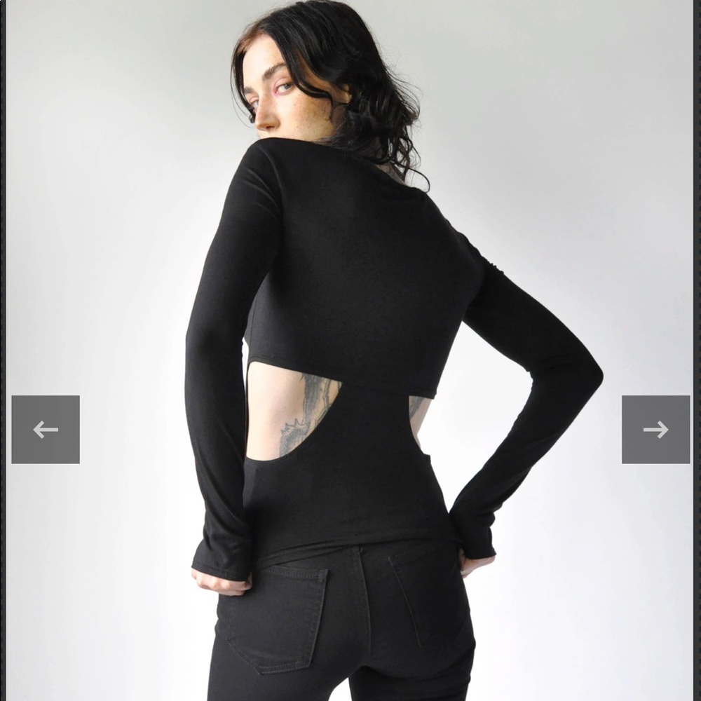 Black Cutout Long-Sleeve Women’s Top - Modern Slim Fit